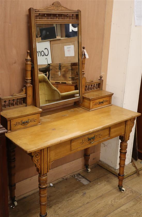 A late Victorian aesthetic movement ash dressing table W.96cm